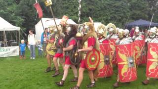 Roman Reenactment at the Amphitheatre in Caerleon Marching In [upl. by Ocihc]