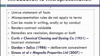 Misrepresentation Lecture 1 of 4 [upl. by Ert223]